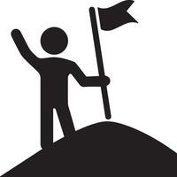 people standing on the top of mountain with flag vector