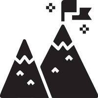 simple mountain with a flag icon vector