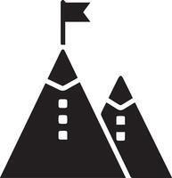 simple mountain with a flag in top vector