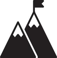 simple mountain icon with ice and flag vector