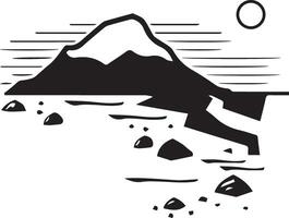 a simple mountain with rock and moon vector