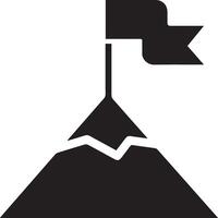 simple mountain icon with the flag vector