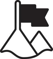 a mountain simple with flag on top vector