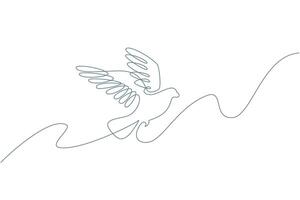 Flying Bird One Continuous Line Drawing Sign Emblem. vector