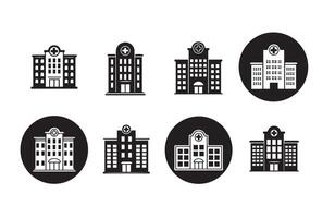 Professional Hospital Building Icon Set vector