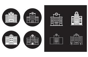 Unique Hospital Building Icon Set vector