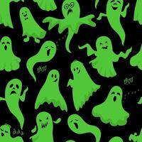 Cute creepy ghosts seamless pattern. Halloween background. Flat illustration for printing on fabric and paper. vector