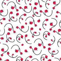 Red berries seamless pattern in folk style. Suitable for printing on fabric and paper. vector