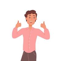 Man shows gesture cool. Thumbs up. Sincere character. vector