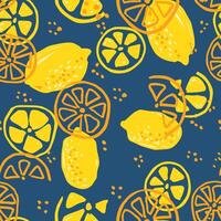 Colorful lemon seamless pattern. For printing on fabric, T-shirt, paper. Fruit sketch background. vector