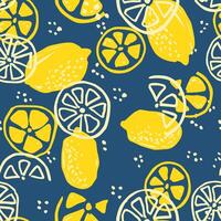 Colorful lemon seamless pattern. For printing on fabric, labels, T-shirt. Fruit sketch background. vector
