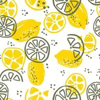 Colorful lemon seamless pattern. For printing on fabric, labels, T-shirt, paper. sketch background. vector