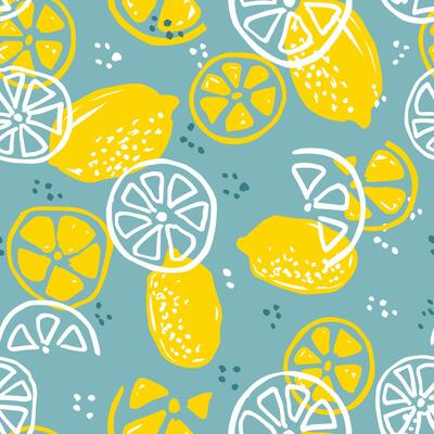 Colorful lemon seamless pattern. For printing on fabric, labels, T-shirt, paper. Fruit background.