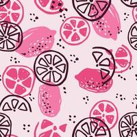 Colorful lemon seamless pattern. For printing on fabric, labels, T-shirt, paper. Fruit sketch background. vector