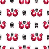 Folk ornamental bird and flowers seamless pattern. Suitable for printing on fabric and paper. vector