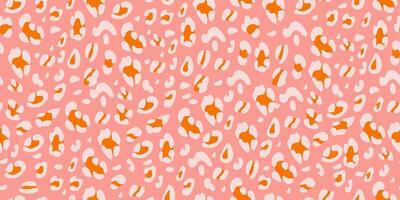 Leopard pink seamless pattern. Animalistic print for fabric, paper. hand-drawn background vector