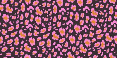 Leopard pink seamless pattern. Animalistic print for fabric, paper. hand-drawn vector