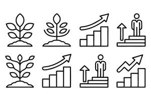 growth line icon set vector