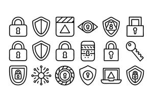 security line icon set vector