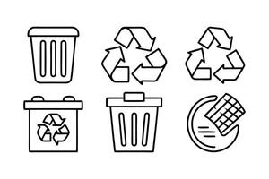 recycle line icon set vector