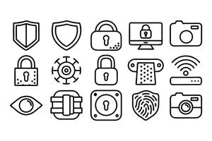 Secure Shield Minimalist Security Icons vector