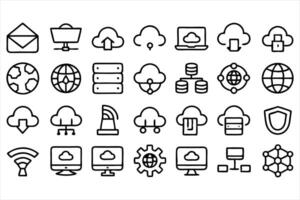 SitePower Hosting and Server Line Icons vector