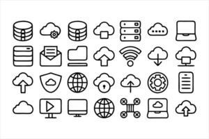 WebSpace Complete Hosting Line Icons vector