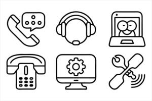 technical support line icon set vector