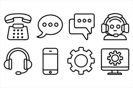 Digital Support Troubleshooting Line Icons vector