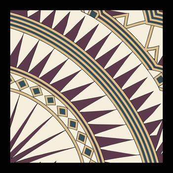 a circular pattern with geometric designs in purple and gold vector