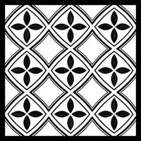 a black and white square pattern with a flower design. vector
