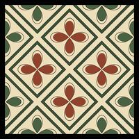 a square pattern with red and green flowers vector
