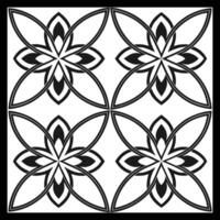 a black and white square with a flower design. vector