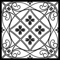 a black and white square pattern with a floral design vector