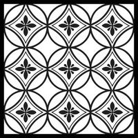 a black and white tile pattern with a flower design vector