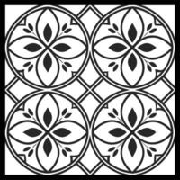 a black and white square tile with a floral design. vector