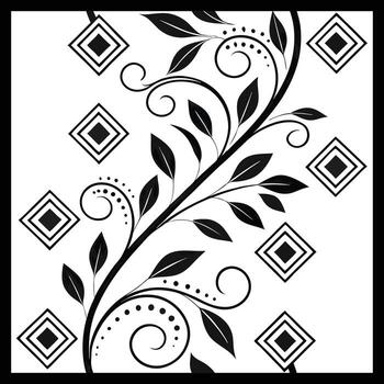 a black and white floral design with diamonds vector