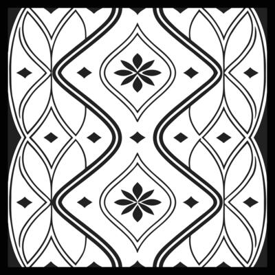 a black and white design with a pattern