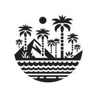Palm Trees and Mountain Silhouette for Branding and Design vector