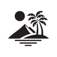 Editable Vectors of Mountain and Palm Trees Illustration