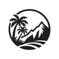 Tropical Landscape Background with Palm Trees and Mountain vector