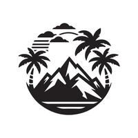 Forest and Mountain Silhouette with Palm Trees Background vector
