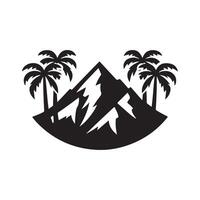 Elegant Silhouette of Palm Trees on a Mountain Vectors