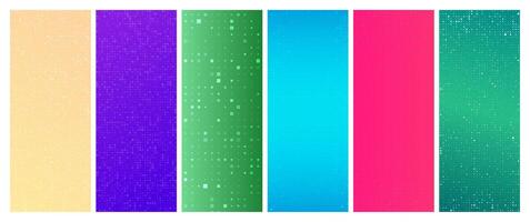 Set of six abstract gradient geometric backgrounds with squares. Pixel background. illustration vector