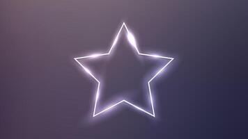 Neon frame in star form with shining effects on dark background. Empty glowing techno backdrop. illustration vector