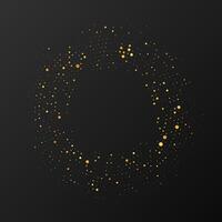 Abstract gold glowing halftone dotted background. Gold pattern in circle form. Circle halftone dots vector