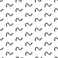 Seamless pattern with black sketch hand drawn squiggle shape on white background. Abstract grunge texture. illustration vector
