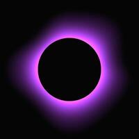 Circle illuminate frame with gradient. Purple round neon banner isolated on black background. illustration vector