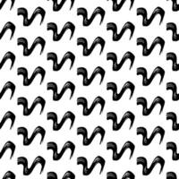 Seamless pattern with black wavy grunge brush strokes in abstract shapes on background. illustration vector