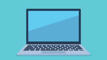 Image of a laptop on a single color background. The laptop screen is clear, there is only a reflection of light on it. Graphics in flat design style. vector